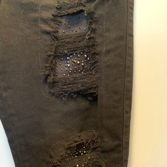 Guess Distressed Jewelled Black Jeans - Picture 2 of 8